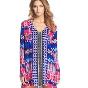 LA BLANCA Colorful woman coastal beach resortwear coastal loose swim cover XS